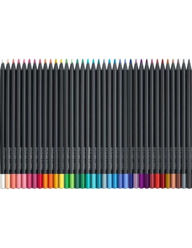 Faber-Castell Black Edition Pack com 36 Lápis de Cor - Mina Supermacia - Madeira Preta - Ideais para Desenho em Papel Claro, Es