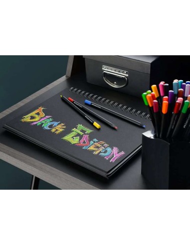Faber-Castell Black Edition Pack com 36 Lápis de Cor - Mina Supermacia - Madeira Preta - Ideais para Desenho em Papel Claro, Es