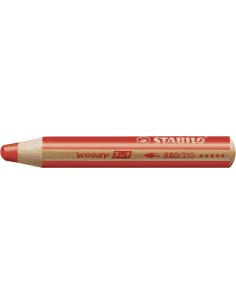 Stabilo Woody 3 em 1 Pack de 18 Lápis de Cor + Apontador + Pincel Nº 8 - Lápis de Cor, Cera e Aquarela, Tudo em Um - Mina XXL 1 2