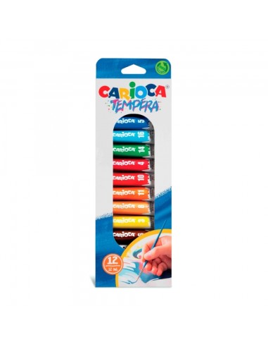 Carioca Pack de 12 Tubos de Têmpera 12ml - Cores Superlaváveis - Alto Poder de Cobertura - Aplicável em Materiais Porosos - Cor