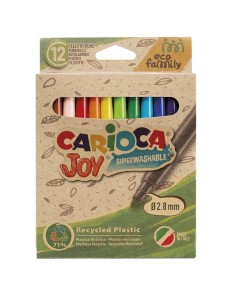 Carioca Joy Eco Family Pack de 12 Marcadores Ponta Fina 2.8mm Bloqueada - Tinta Superlavável - Tampa Ventilada - Cores Sortidas