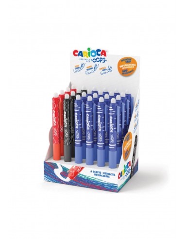 Carioca Oops Expositor de 24 Canetas Apagáveis Retráteis - Tinta Termossensível - Empunhadura Ergonômica Triangular - Ponta de 