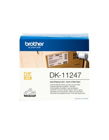 Brother DK11247 - Etiquetas Originais Pré-cortadas para Grandes Remessas - 103x164 mm - 180 Unidades - Texto preto sobre fundo 