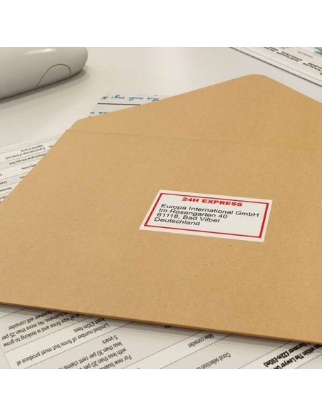 Brother DK22251 - Etiquetas Originais de Tamanho personalizado - Largura 62mm x 15,24 metros - Texto vermelho e preto sobre fun