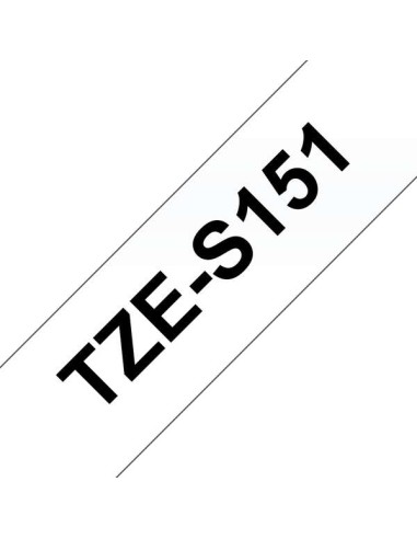 Brother TZeS151 Fita Laminada Super Adesiva Original de Etiquetas - Texto preto sobre fundo transparente - Largura 24mm x 8 met