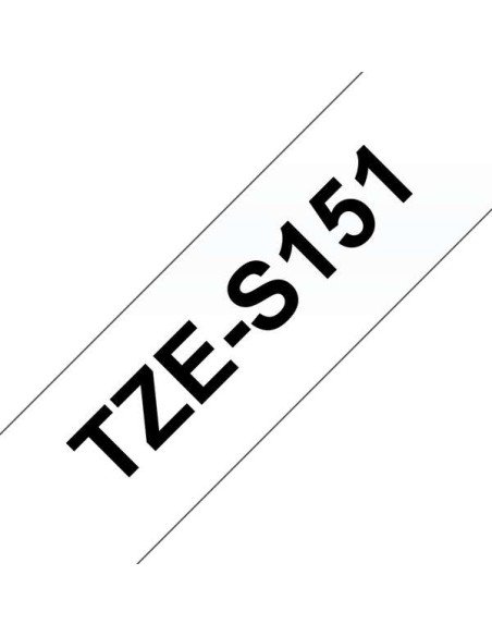 Brother TZeS151 Fita Laminada Super Adesiva Original de Etiquetas - Texto preto sobre fundo transparente - Largura 24mm x 8 met