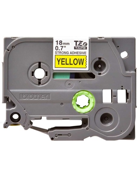 Fita Laminada Super Adesiva Original Brother TZeS641 - Texto preto sobre fundo amarelo - Largura 18mm x 8 metros