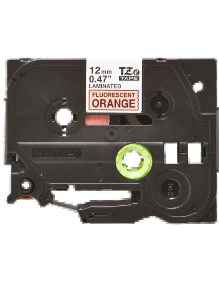 Brother TZeB31 Fita Laminada Fluorescente Original de Etiquetas - Texto preto sobre fundo laranja - Largura 12mm x 5 metros