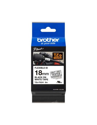 Brother TZeFX241 Fita Laminada Flexível Original de Etiquetas - Texto preto sobre fundo branco - Largura 18mm x 8 metros