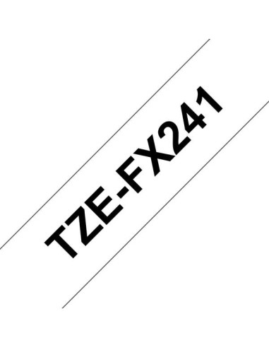 Brother TZeFX241 Fita Laminada Flexível Original de Etiquetas - Texto preto sobre fundo branco - Largura 18mm x 8 metros