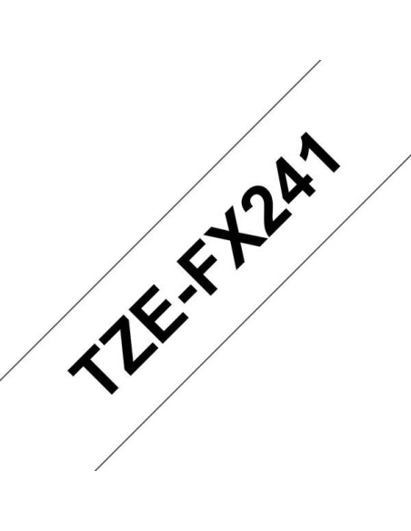 Brother TZeFX241 Fita Laminada Flexível Original de Etiquetas - Texto preto sobre fundo branco - Largura 18mm x 8 metros
