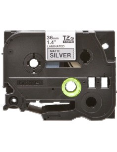 Fita Laminada Metálica Original Brother TZeM961 para Etiquetas - Texto preto sobre fundo prata fosco - Largura 36mm x 8 metros