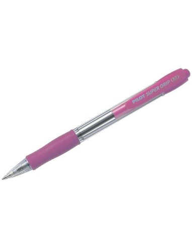 Pilot SuperGrip Caneta Esferográfica Retrátil - Ponta 1.0mm - Traço 0.27mm - Tinta à Base de Óleo - Grip Ergonômico - Cor Rosa