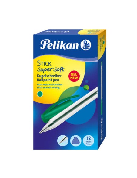 Pelikan Stick Super Soft Caneta Traço 1mm - Tinta Super Fluida - Empunhadura Triangular - Cor Verde