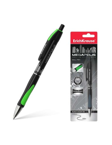 Erichkrause Caneta Automática Megapolis Concept - Corpo Redondo Satinado - Área de Pegada Ergonômica - Ponta de 5 Canais - Tint
