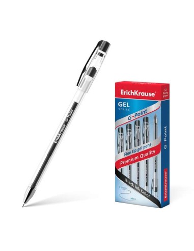 Erichkrause Caneta Gel G-Point - Tinta Gel de Secagem Rápida - Corpo Transparente com Grip Perfilado Triangular - Ponta Tipo Ag