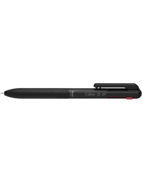 Pentel Calme Caneta Retrátil de 3 Cores 0.7mm - Corpo Cor Preto - Cores de Tinta Azul, Vermelho e Preto
