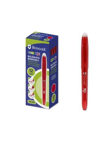 Bismark Fix Caneta Apagável - Ponta Fina 0.7mm - Com Tampa - Cor Vermelha