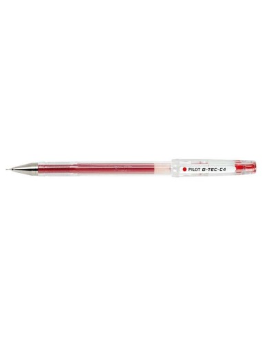 Pilot Caneta Gel G-Tec C4 - Extra Fina - Recarregável - Ponta de Esfera 0.4mm - Traço 0.2mm - Cor Vermelha