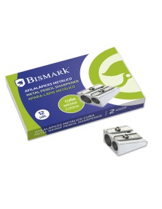 Bismark Apontador Metálico Duplo para Lápis Normais ou Grossos - Cor Aço