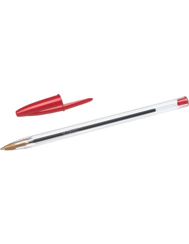 Bic Cristal Original Caneta esferográfica - Ponta redonda de 1.0mm - Traço 0.4mm - Tinta à base de óleo - Cor vermelha