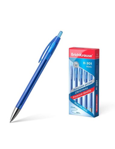 Erichkrause Caneta Gel Automática R-301 Original Gel Matic - Tinta Gel de Secagem Rápida - Corpo Transparente com Grip Perfilad