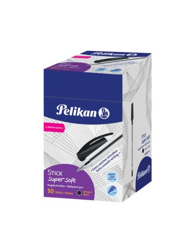 Pelikan Stick Super Soft Caneta Traço 1mm - Tinta Super Fluida - Pega Triangular - Cor Preta