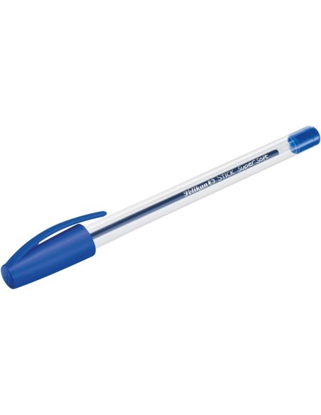 Pelikan Stick Super Soft Caneta Traço 1mm - Tinta Super Fluida - Pega Triangular - Cor Azul