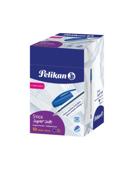 Pelikan Stick Super Soft Caneta Traço 1mm - Tinta Super Fluida - Pega Triangular - Cor Azul