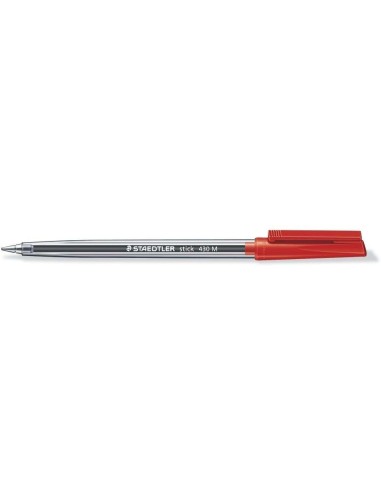 Staedtler Stick 430 Caneta com Tampa - Ponta 0,35mm - Tinta Indelével - Cor Vermelha