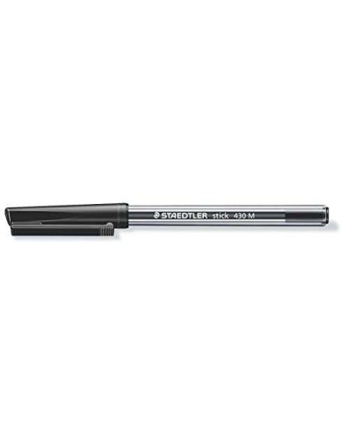 Staedtler Stick 430 Caneta com Tampa - Ponta 0,35mm - Tinta Indelével - Cor Preta