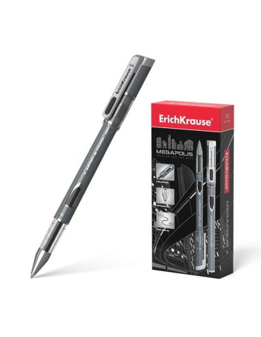 Erichkrause Megapolis Gel Caneta Gel - Tinta Gel - Ponta de 0.5mm - Corpo Redondo Opaco - Janela de Controle de Tinta - Cor Pre