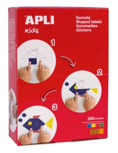 Apli Caixa de 7.200 Autocolantes Quadrados - Medidas 12x12mm, 17x17mm e 23x23mm - Adesivo Permanente - Ideal para Escolas Infan