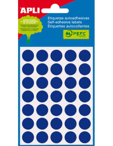 Apli Minibolsa de 175 Etiquetas Redondas Ø 13,0mm - 5 Folhas de 35 Etiquetas - Adesivo Permanente - Adequadas para Escrita com 