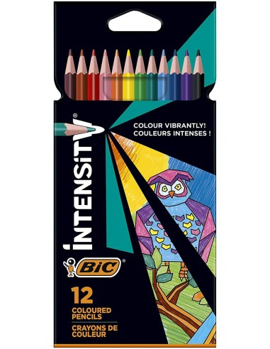 Bic Intensity Color Up Caixa de 12 Lápis Triangulares de Cores Sortidas - Fabricados em Resina - Mina Ultra Resistente de 3,20m
