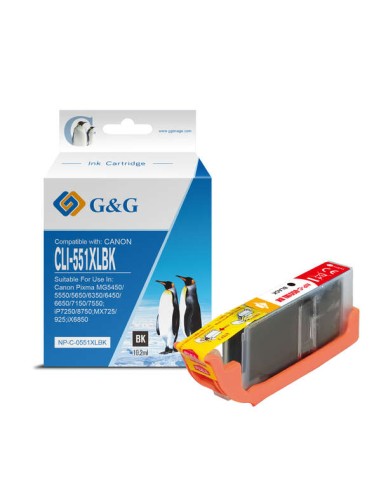 G&G Canon CLI551XL Preto Cartucho de Tinta Genérico - Substitui 6443B001/6508B001