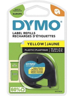 Dymo LetraTag S0721620 Fita de Etiquetas Original para Rotuladora - Texto preto sobre fundo amarelo - Largura 12mm x 4 metros ( 2