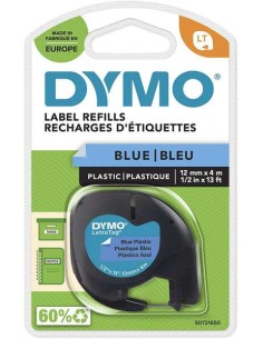 Dymo LetraTag S0721650 Fita de Etiquetas Original para Rotuladora - Texto preto sobre fundo azul - Largura 12mm x 4 metros (912 2