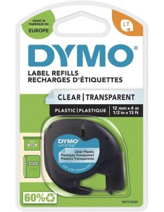 Dymo LetraTag S0721530 Fita de Etiquetas Original para Rotuladora - Texto preto sobre fundo transparente - Largura 12mm x 4 met 2