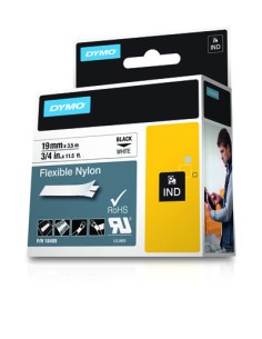 Dymo Rhino ID1-19 Fita de Etiquetas Original para Rotulador - Texto Preto sobre Fundo Branco - Largura 19mm x 3.5 metros - 1848