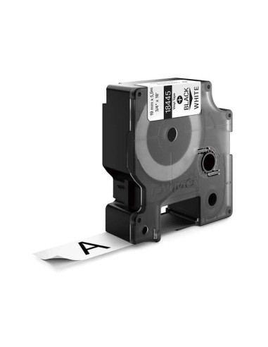 Dymo ID1-19 18445 Fita de Etiquetas de Vinil Industrial Original para Rotuladora - Texto preto sobre fundo branco - Largura 19m