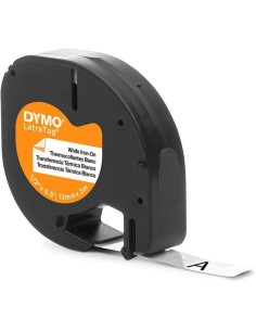 Dymo LetraTag S0718850 Fita de Etiquetas Têxteis de adesão por ferro Original para Rotuladora - Texto preto sobre fundo branco