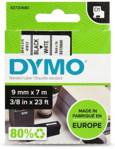 Dymo D1 40913 Fita de Etiquetas Original para Rotuladora - Texto preto sobre fundo branco - Largura 9mm x 7 metros - S0720680