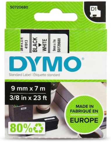 Dymo D1 40913 Fita de Etiquetas Original para Rotuladora - Texto preto sobre fundo branco - Largura 9mm x 7 metros - S0720680