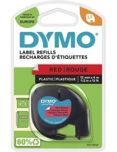 Dymo LetraTag S0721630 Fita de Etiquetas Original para Rotuladora - Texto preto sobre fundo vermelho - Largura 12mm x 4 metros  2