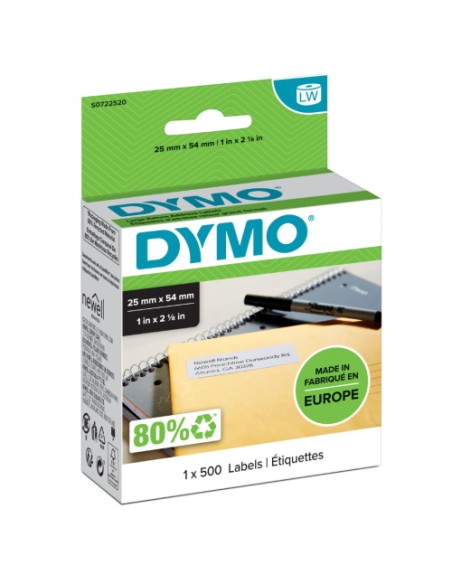 Dymo LabelWriter 11352 Etiquetas Originais Multiusos Autoadesivas - 25x54mm - 500 Unidades - S0722520