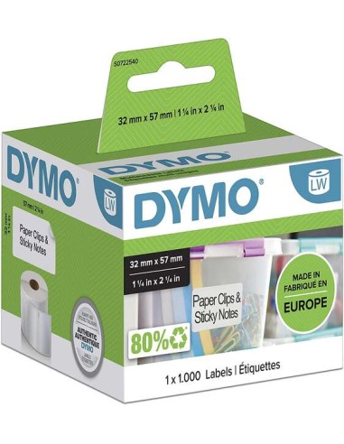 Dymo LW 11354 Etiquetas Originais Multiuso Autoadesivas - 57x32mm - 1000 Unidades - S0722540