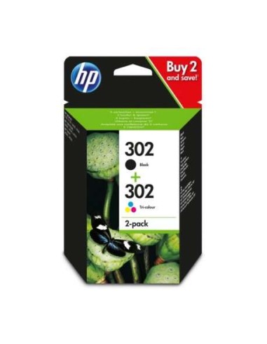 HP 302 Preto + Cor Pacote de 2 Cartuchos de Tinta Originais - X4D37AE