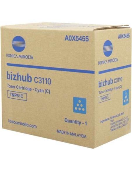 Konica Minolta TNP51 Ciano Cartucho de Toner Original - TNP51C/A0X5455