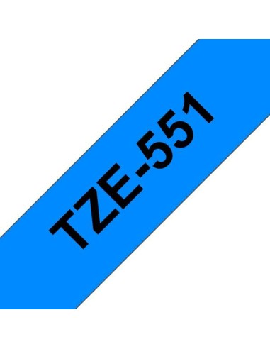 Fita Laminada Genérica de Etiquetas Brother TZe551 - Texto preto sobre fundo azul - Largura 24mm x 8 metros